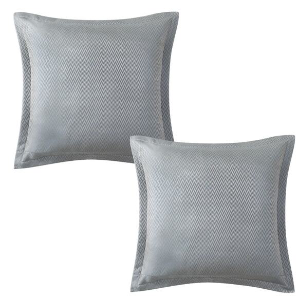 Waterford Lewiston Textured Euro Pillow Sham Lot Of Two 26" Square Beige Blue - Picture 2 of 6